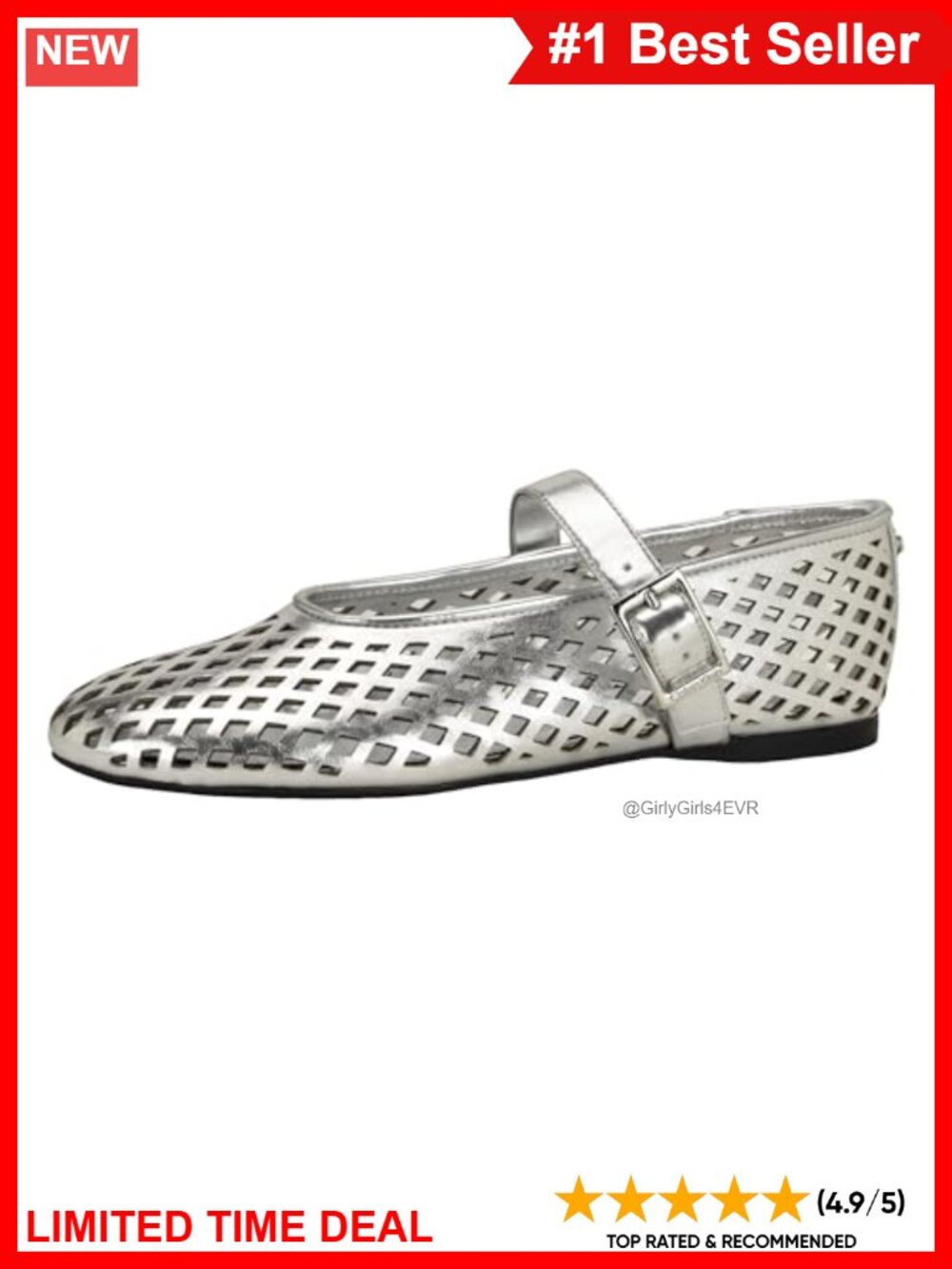 Mary Jane Ballet Flats Almond Toe Buckle Closure Man Made Upper